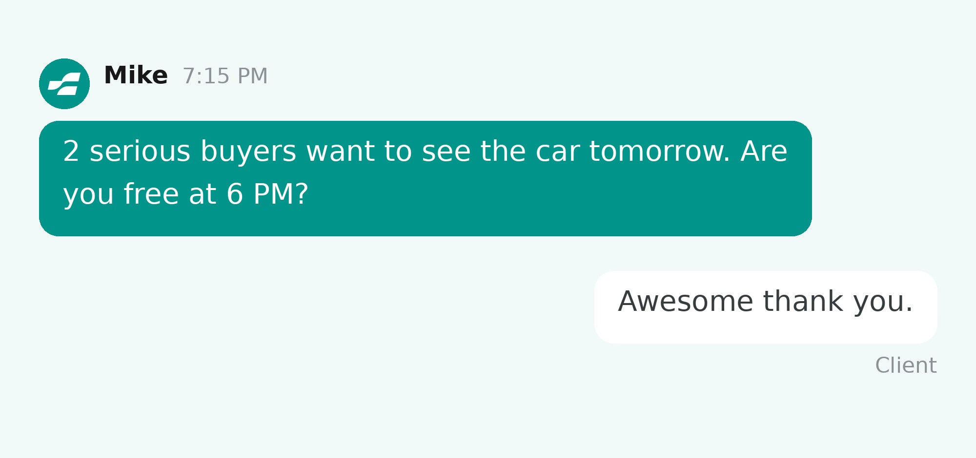 Serious buyers handed to my client